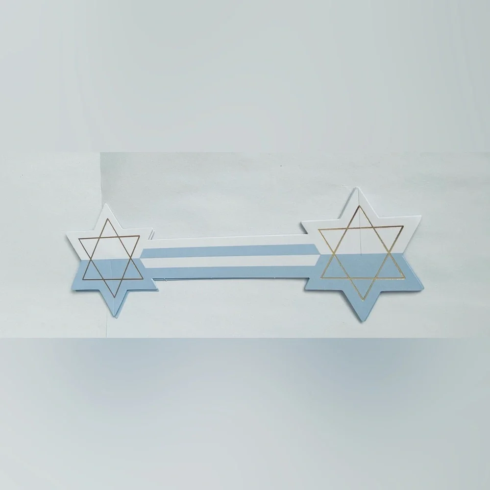 New 64 Blue Paper Napkin Rings Jewish Stars My Mind’s Eye made in Malaysia